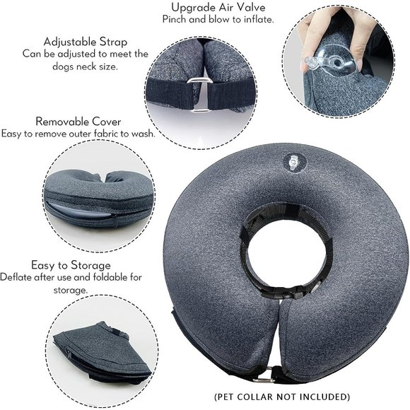 Midog Protective Recovery Soft Dog Cone Pet Inflatable Collar After Surgery New - Picture 4 of 7